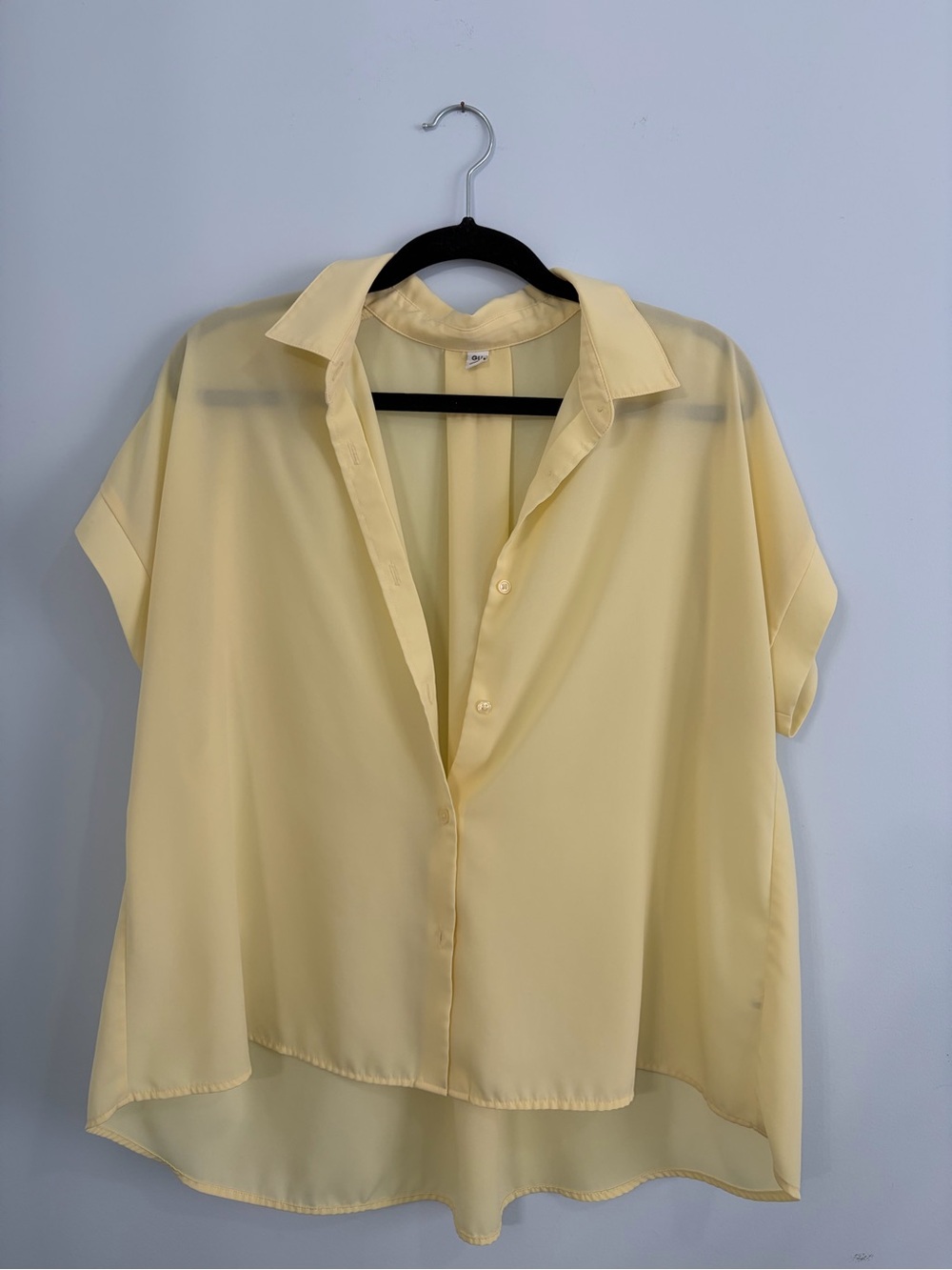 Soft Yellow Short Sleeve Button-Down Shirt - GU Japan